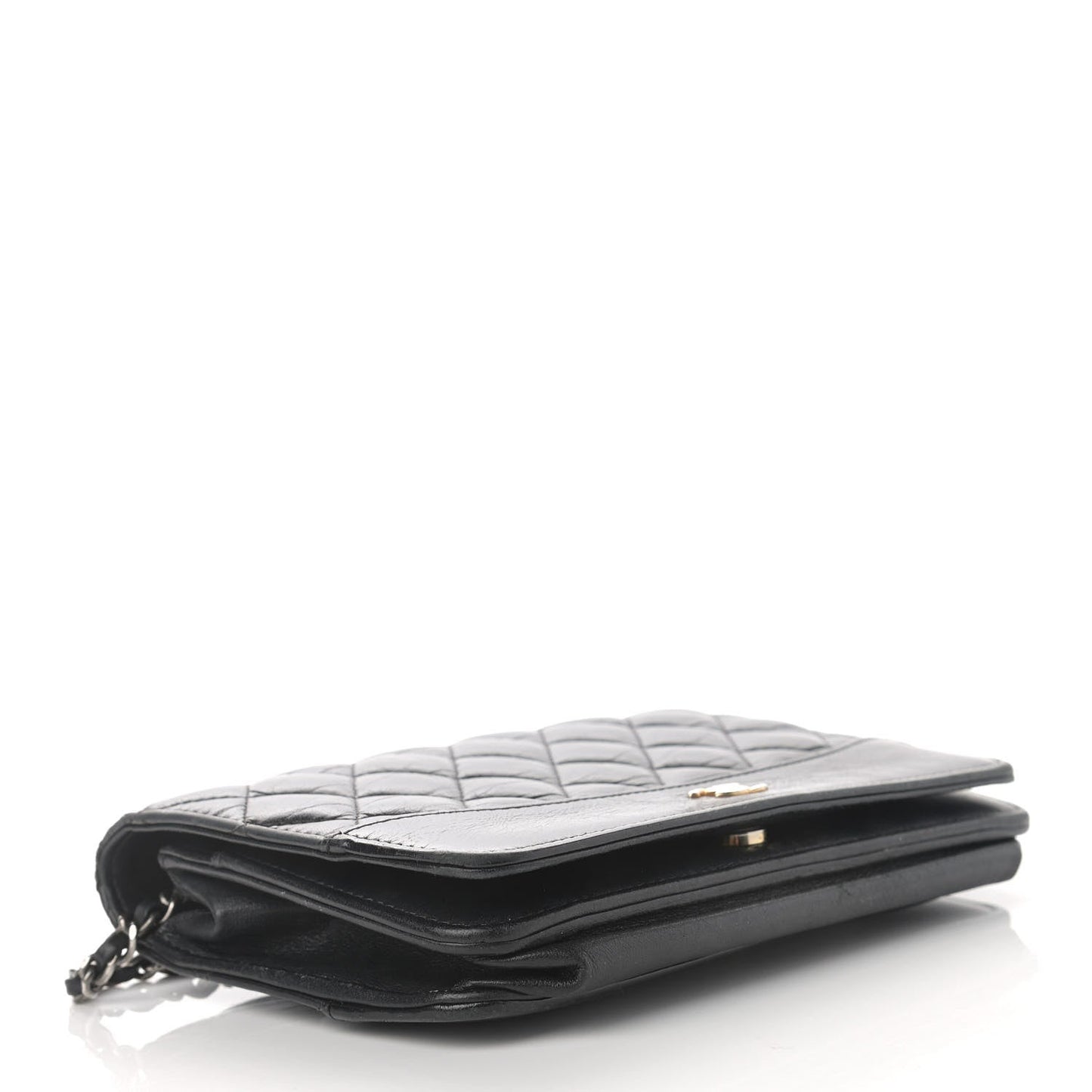 Chanel Aged Calfskin Quilted Gabrielle Wallet On Chain WOC Black