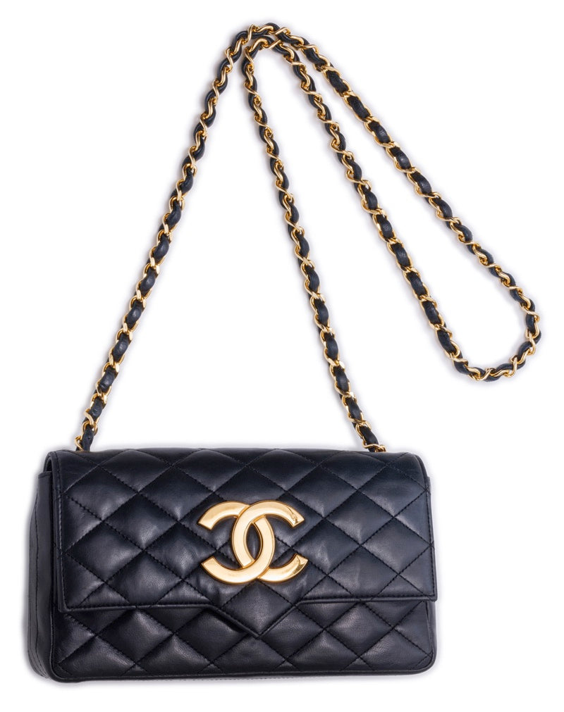 Chanel Matelasse Chain Lambskin Shoulder Bag Black