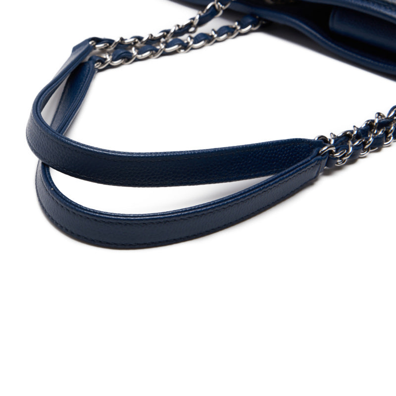 Chanel Deauville Double Chain Calf Navy Tote Bag