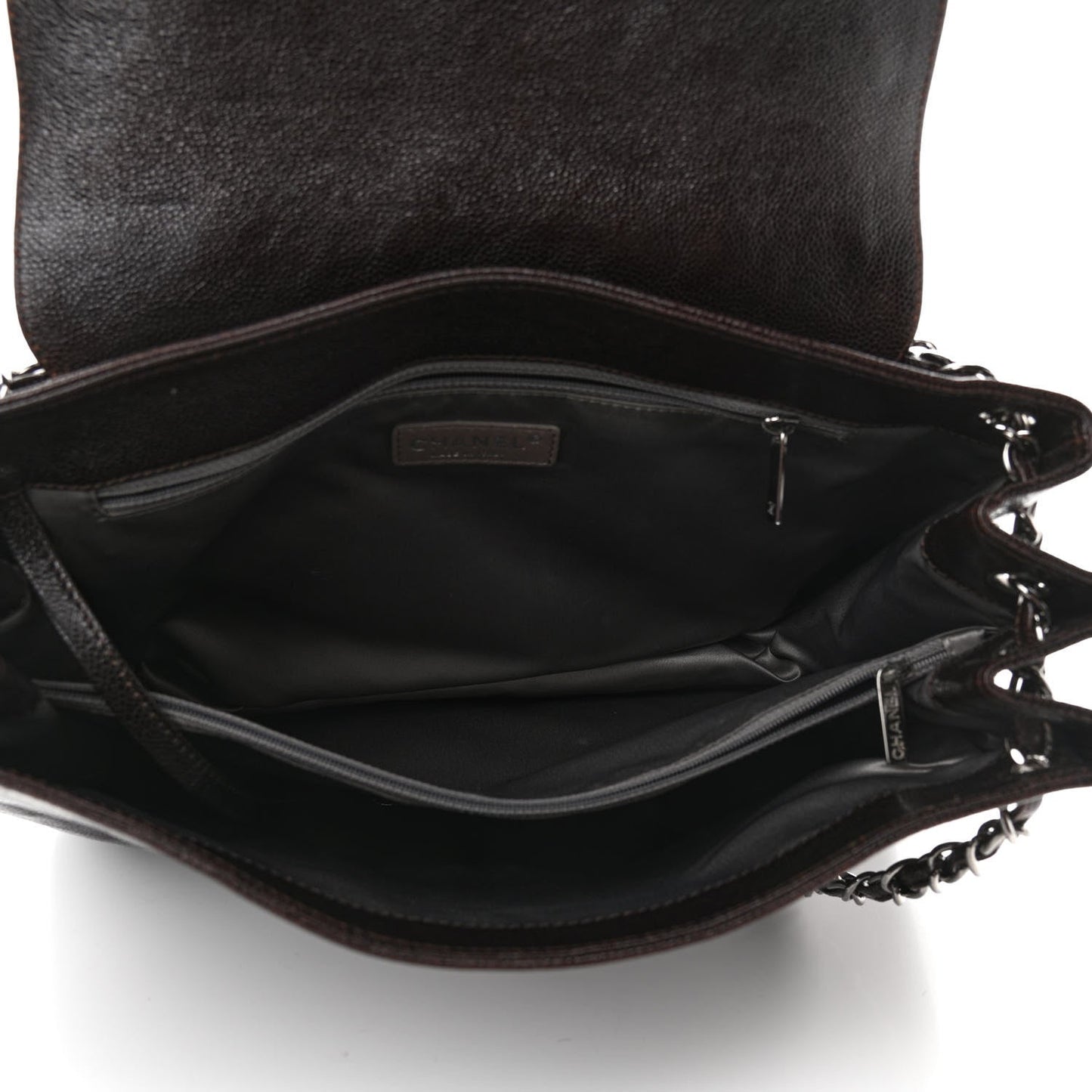 Chanel Caviar Pocket In The City Tote Dark Brown