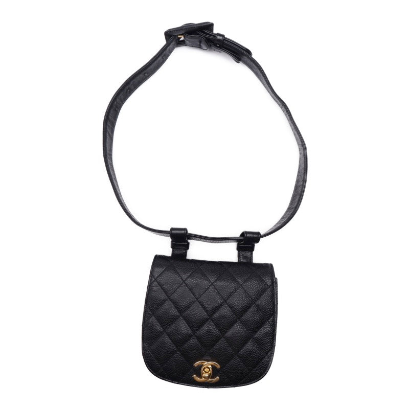 Chanel Matelasse Waist Bag Caviar Skin Black