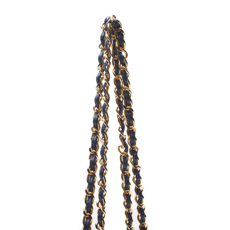 Chanel Matelasse Coco Mark Double Chain Lambskin Navy