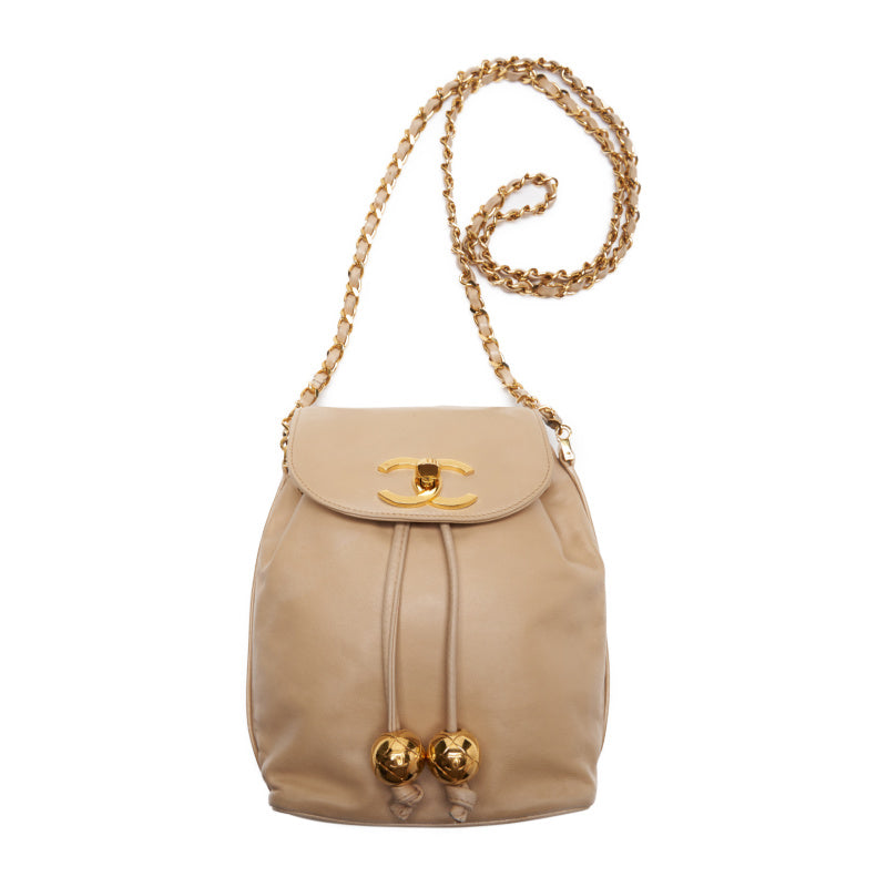 Chanel Coco Mark Round Flap Chain Lambskin Beige