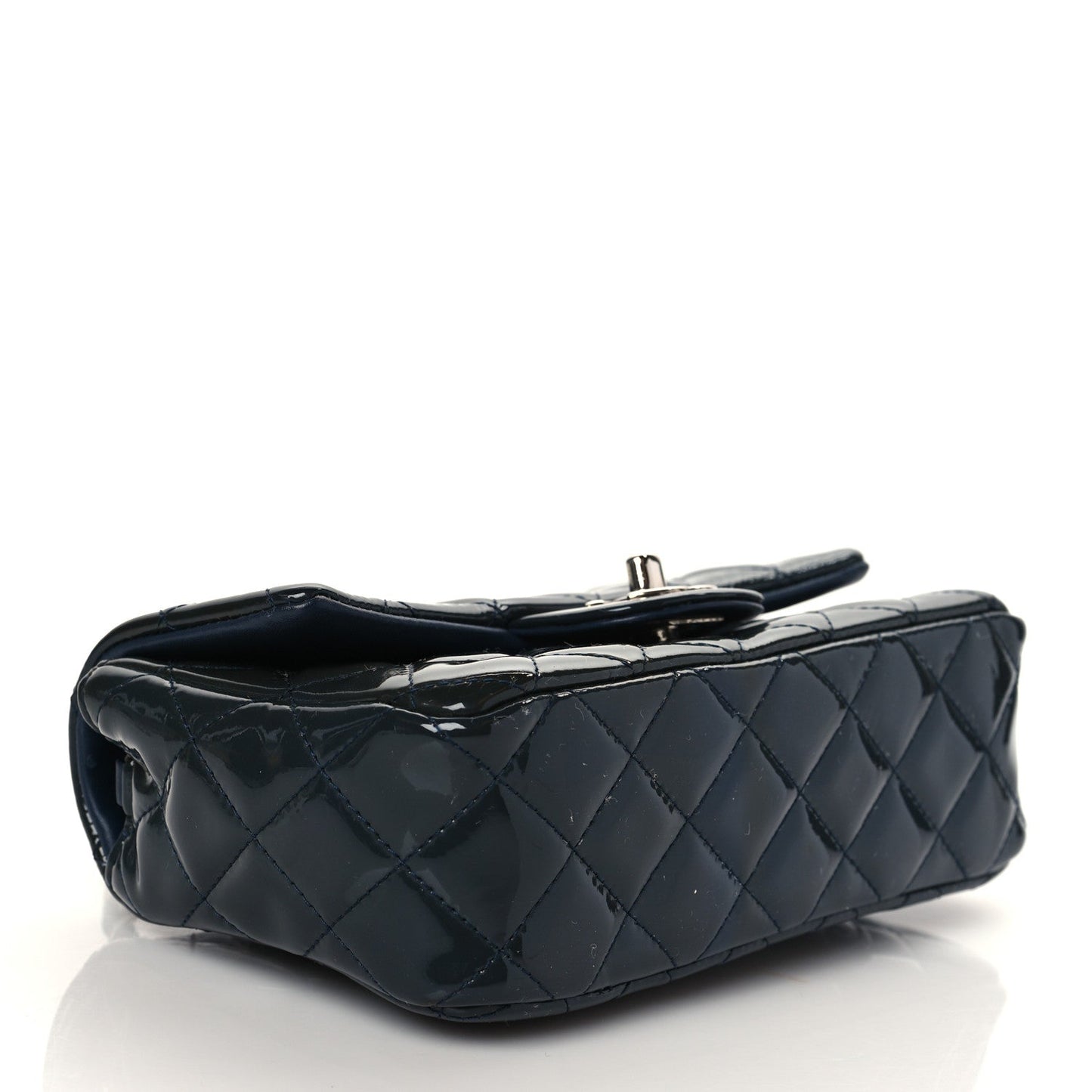 Chanel Patent Calfskin Quilted Mini Rectangular Flap Navy Blue