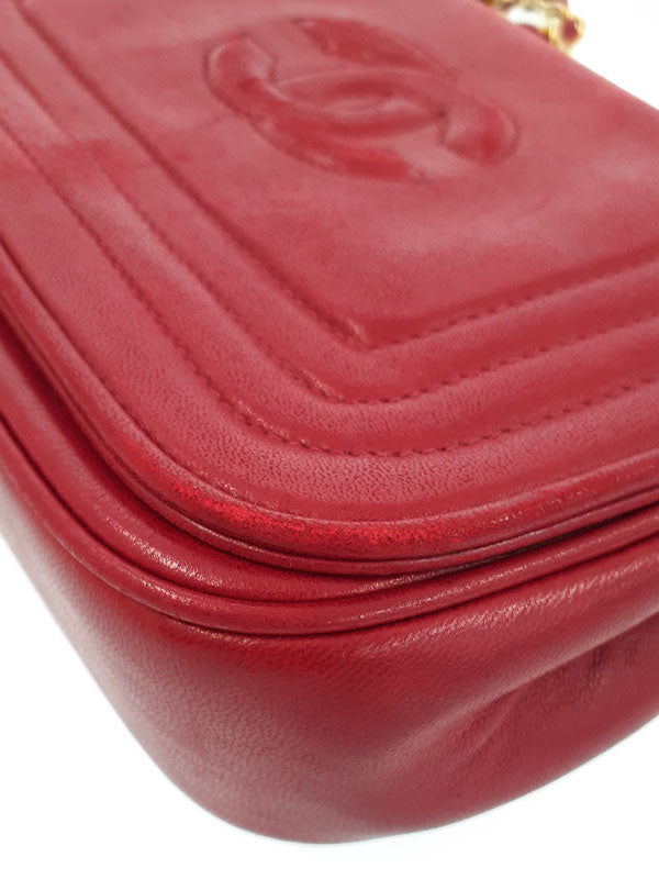 Chanel Coco Mark Chain Shoulder Bag Red