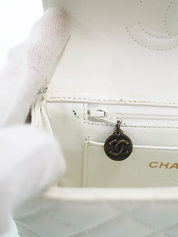 Chanel Mini Matelasse Chain Shoulder Bag White
