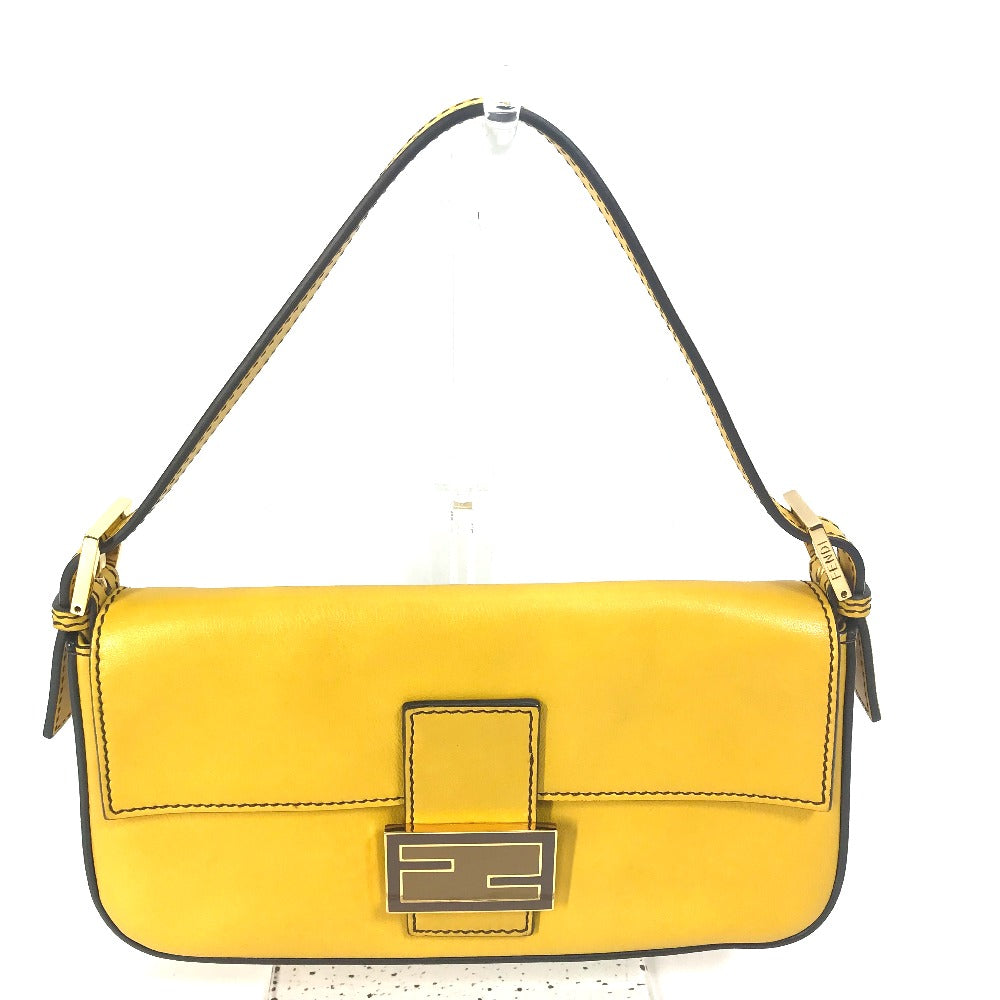 FENDI Handbag 8BR600 leather yellow FF Mamma Bucket Women