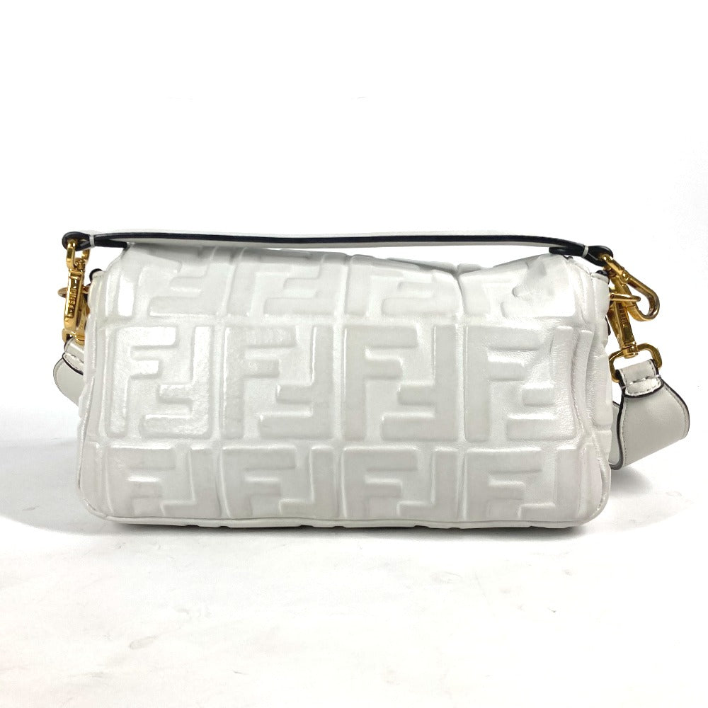 FENDI Shoulder Bag 8BR600 leather white Zucca Mamma Bucket Women