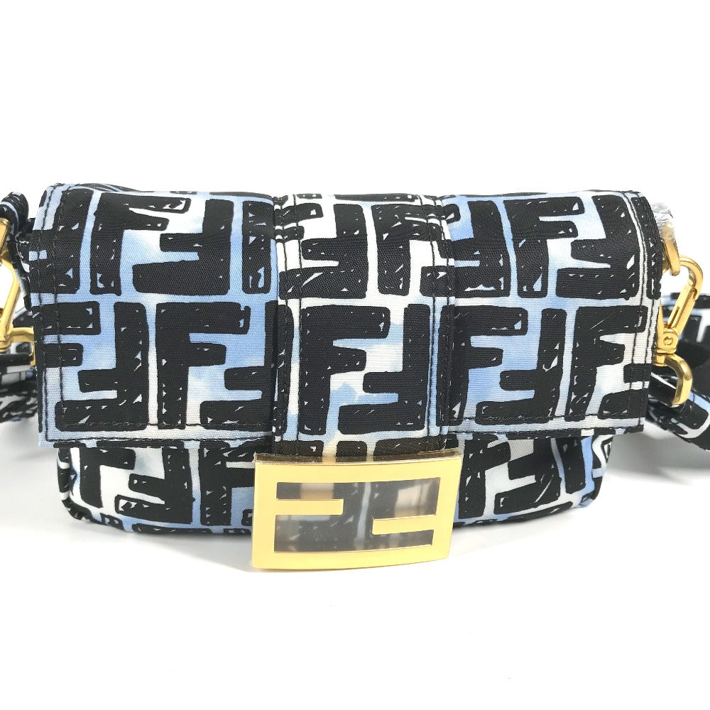 FENDI Shoulder Bag 8BR784  Nylon blue Joshua Vides Collaboration Zucca Baguette Mini mens