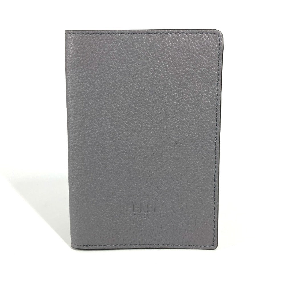 FENDI passport case leather gray logo unisex(Unisex)
