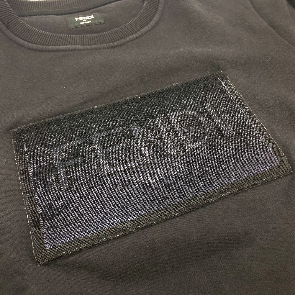 FENDI sweat FY0944 cotton black Sequin logo Patch detail Women XS