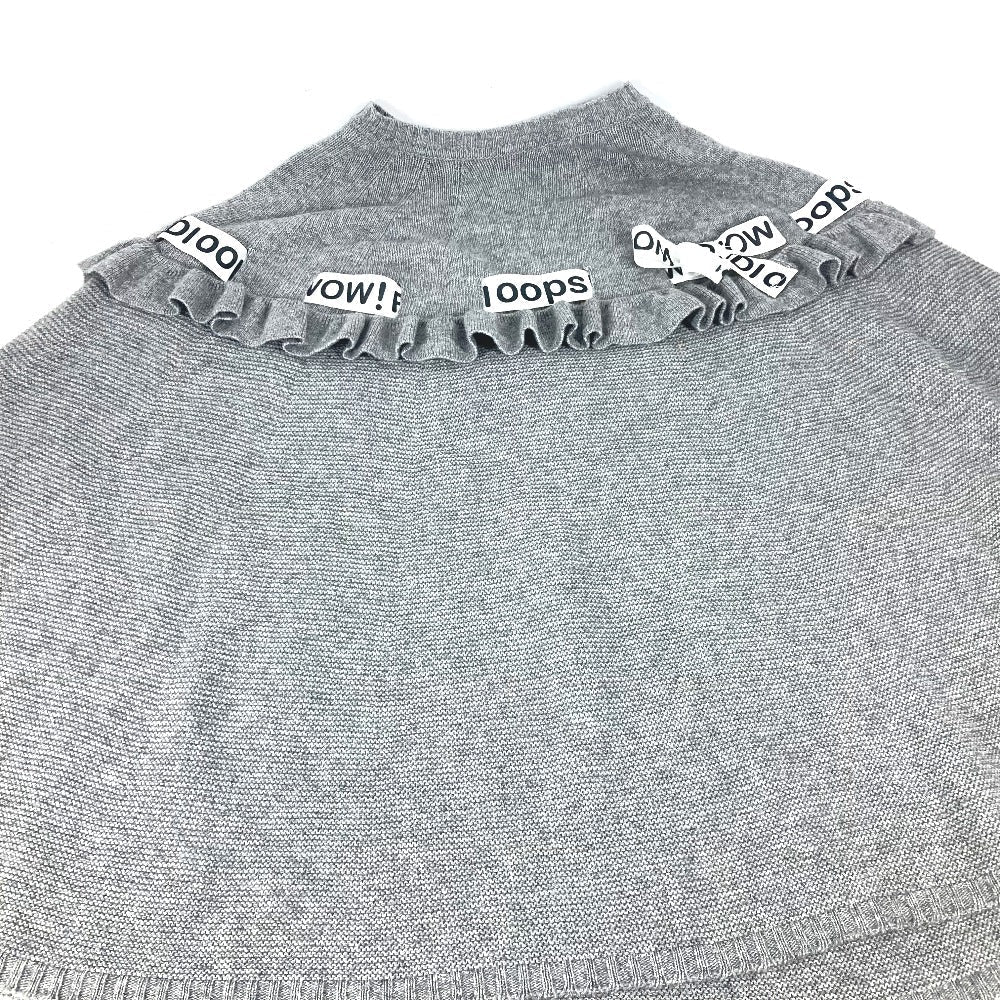 FENDI poncho Wool, Rayon gray logo ribbon frill Women ‚–
