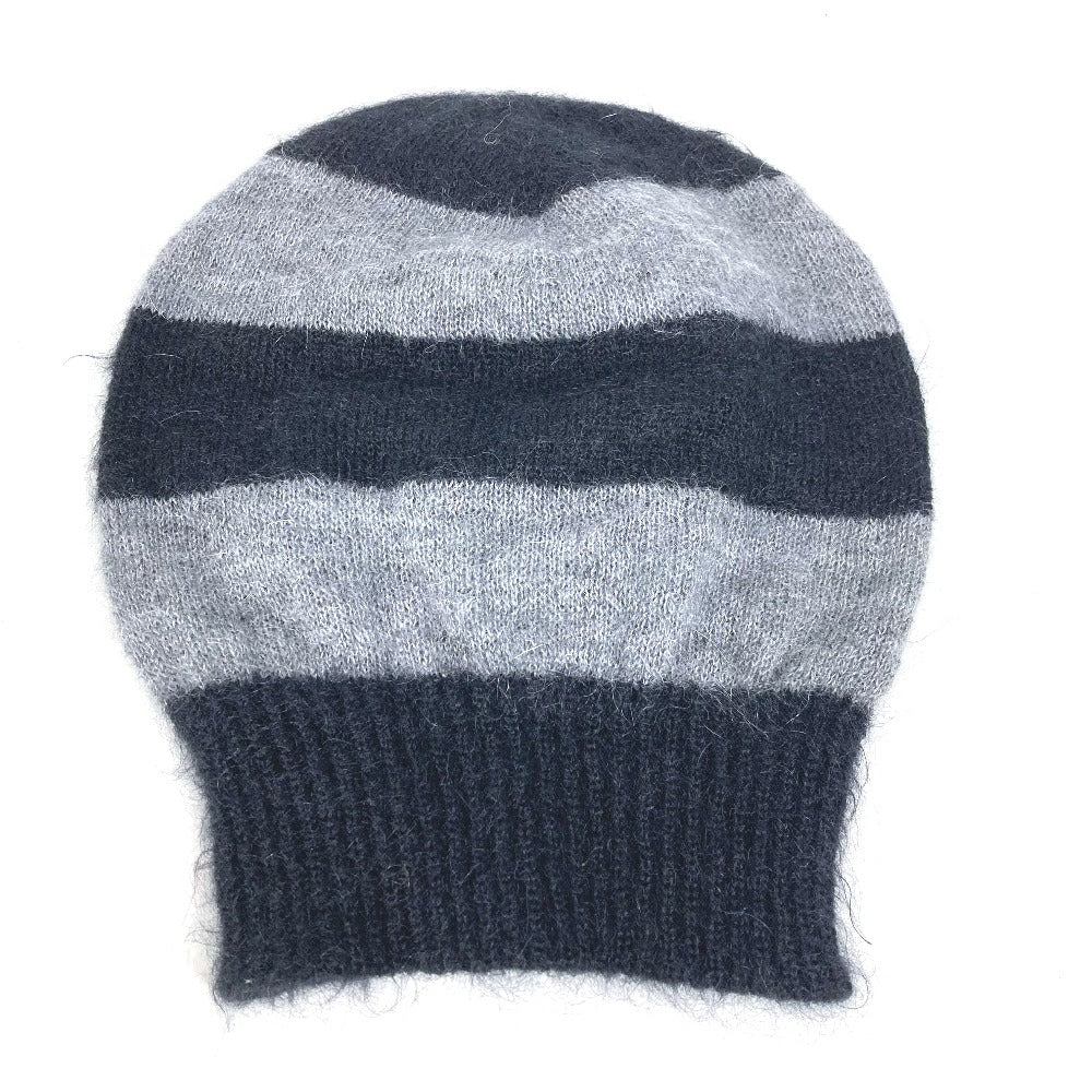 FENDI Knit hat FXQ107 Silk, Mohair black beanie hat knit hat knit cap border mens