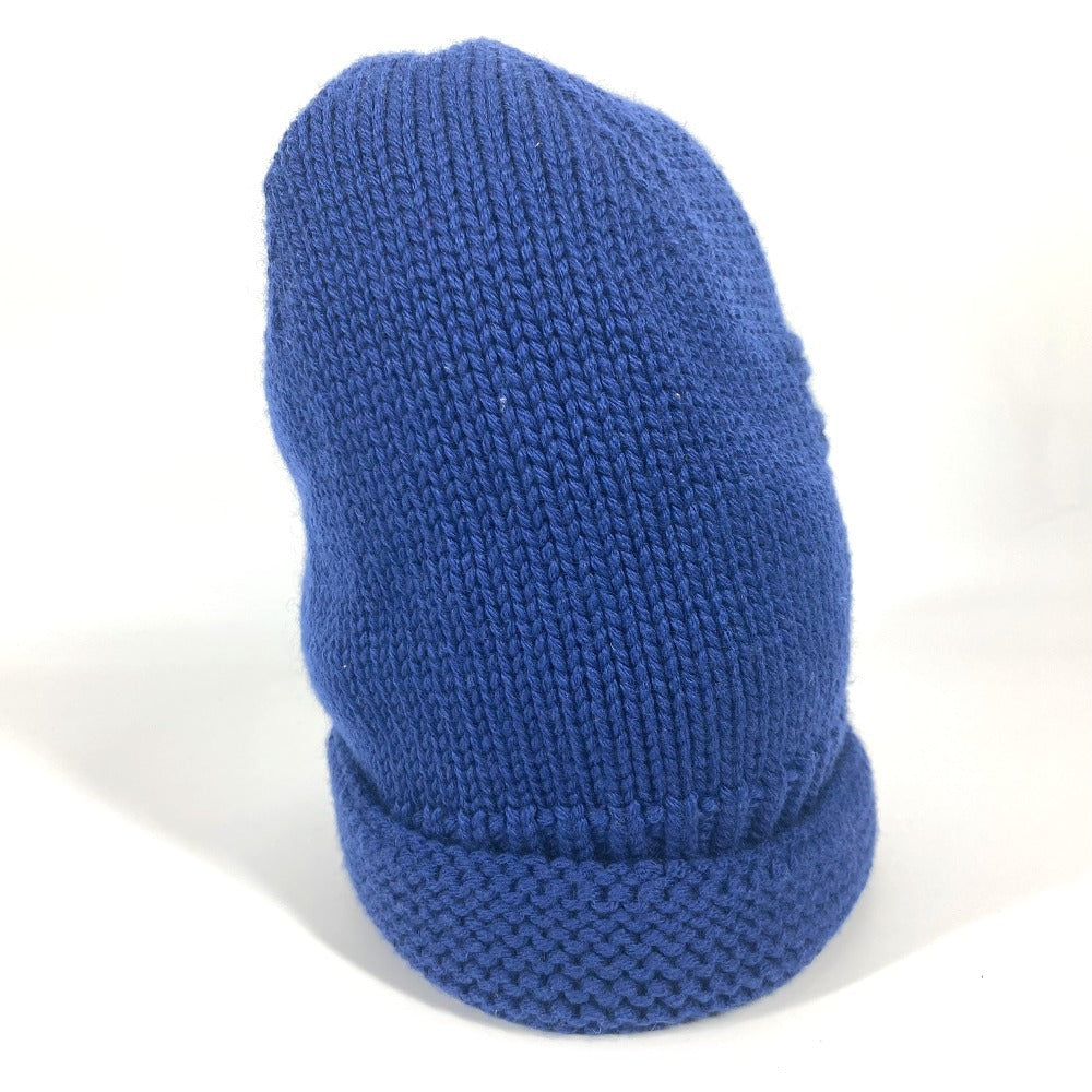 FENDI Knit hat wool blue logo FF unisex(Unisex)