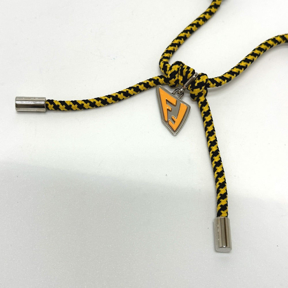 FENDI Necklace Leather, Polyester black FF Vertigo mens