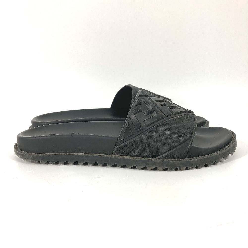 FENDI Sandals 7X1377 rubber black pool sandals shower sandals logo mens 9