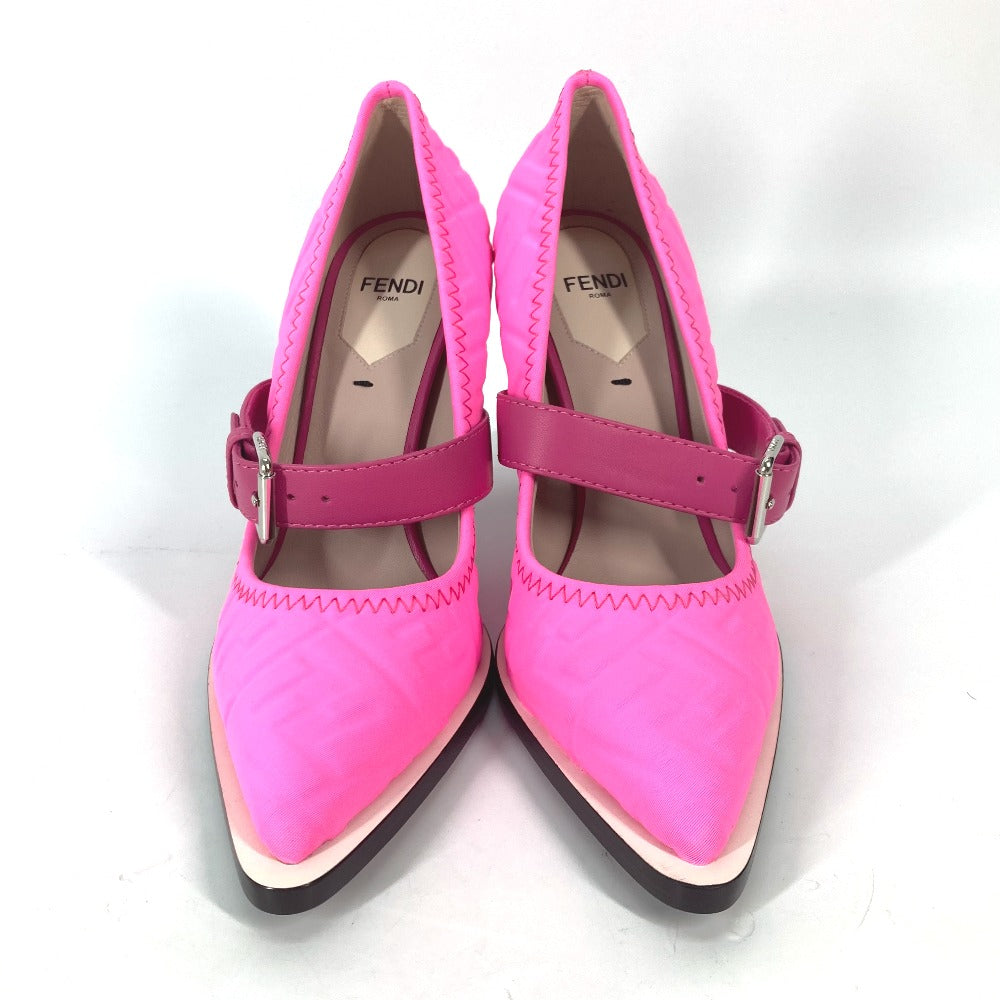 FENDI pumps canvas pink FF Belted Design Women 35