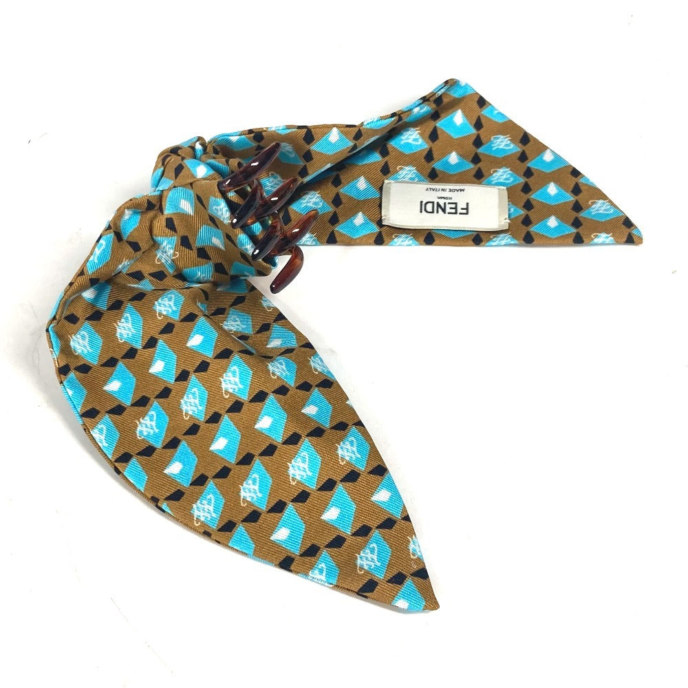 FENDI Valletta silk Brown logo hair clip
