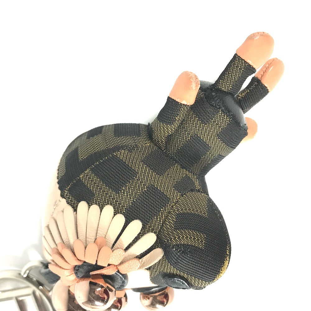 FENDI key ring canvas Brown Zucca Space monkey Women