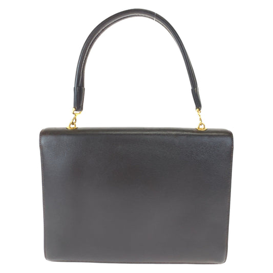 HERMES Handbag leather Dark Brown Gold Metal Handbag Paronniere Women Used