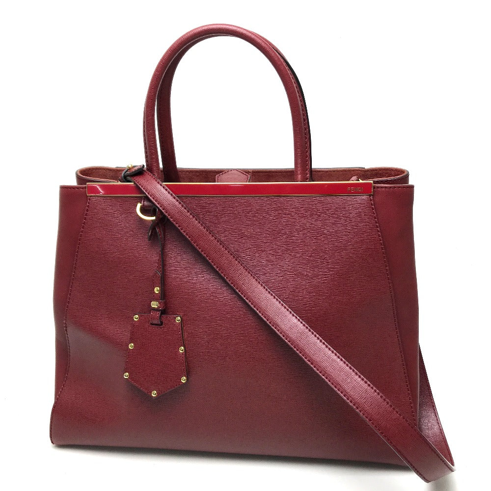FENDI Handbag 8BH250 leather Dark red To joule Women