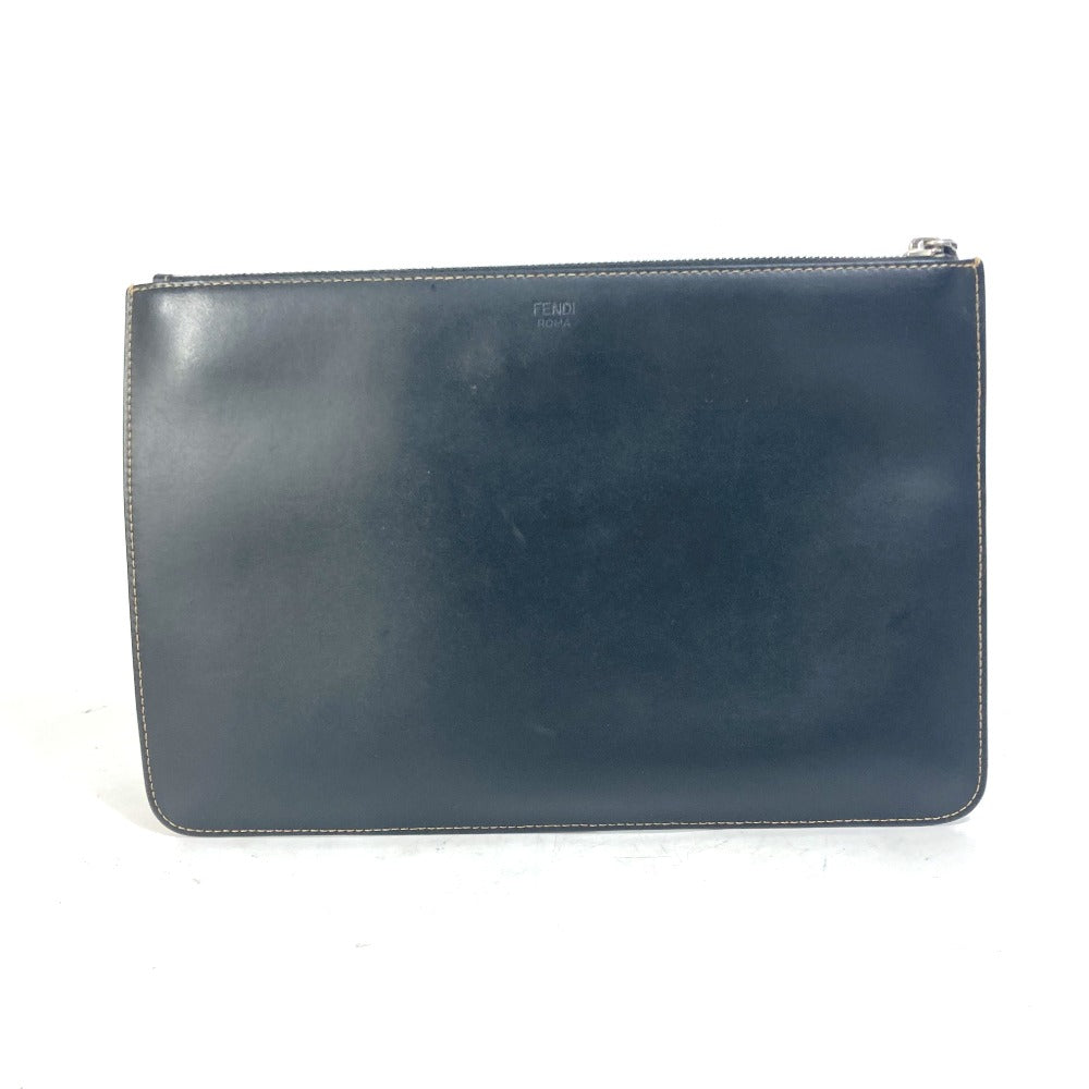 FENDI Clutch bag 7N0078 leather black Pouch Zucca logo mens