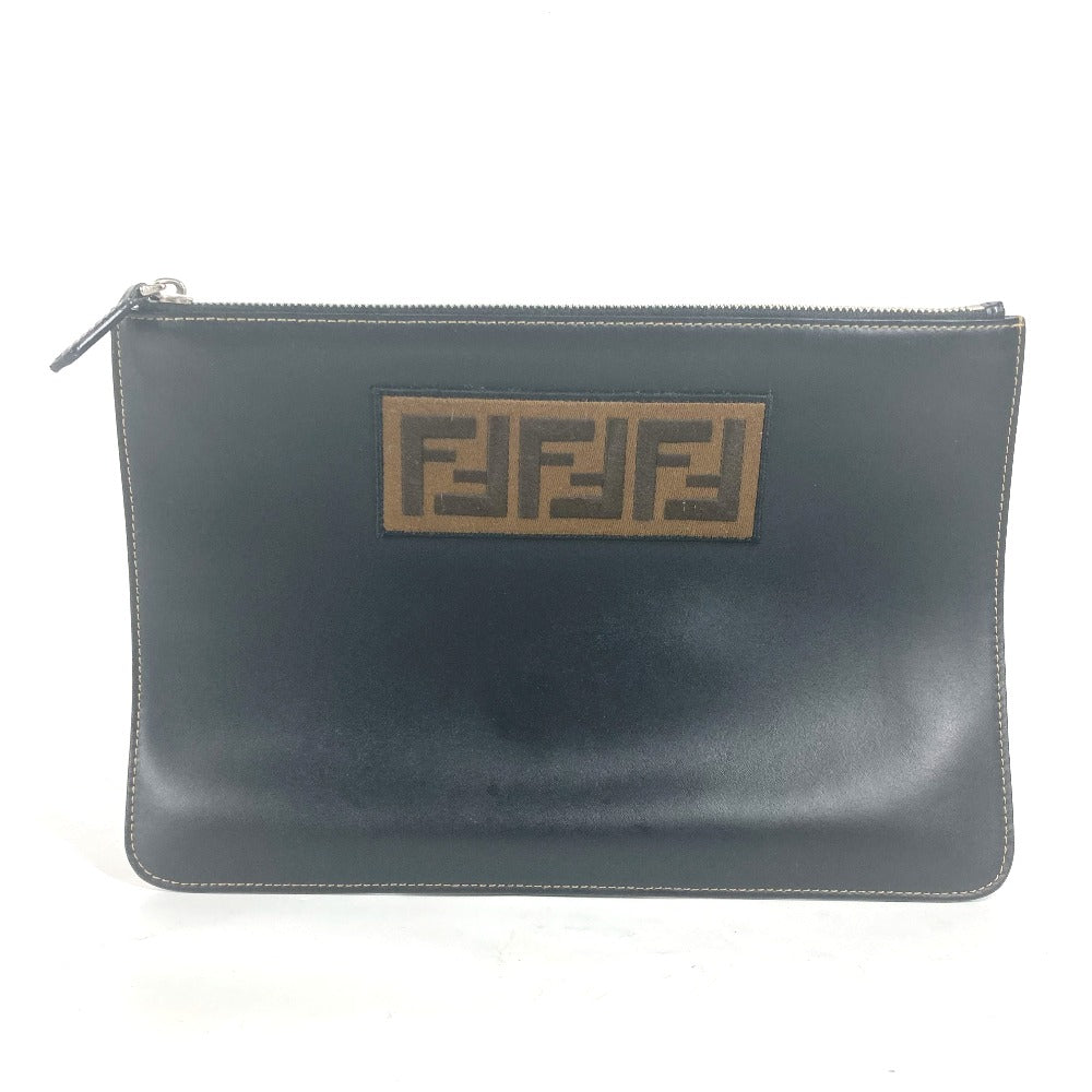 FENDI Clutch bag 7N0078 leather black Pouch Zucca logo mens