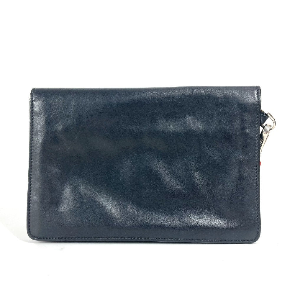 FENDI Clutch bag leather black logo LOVE unisex(Unisex)