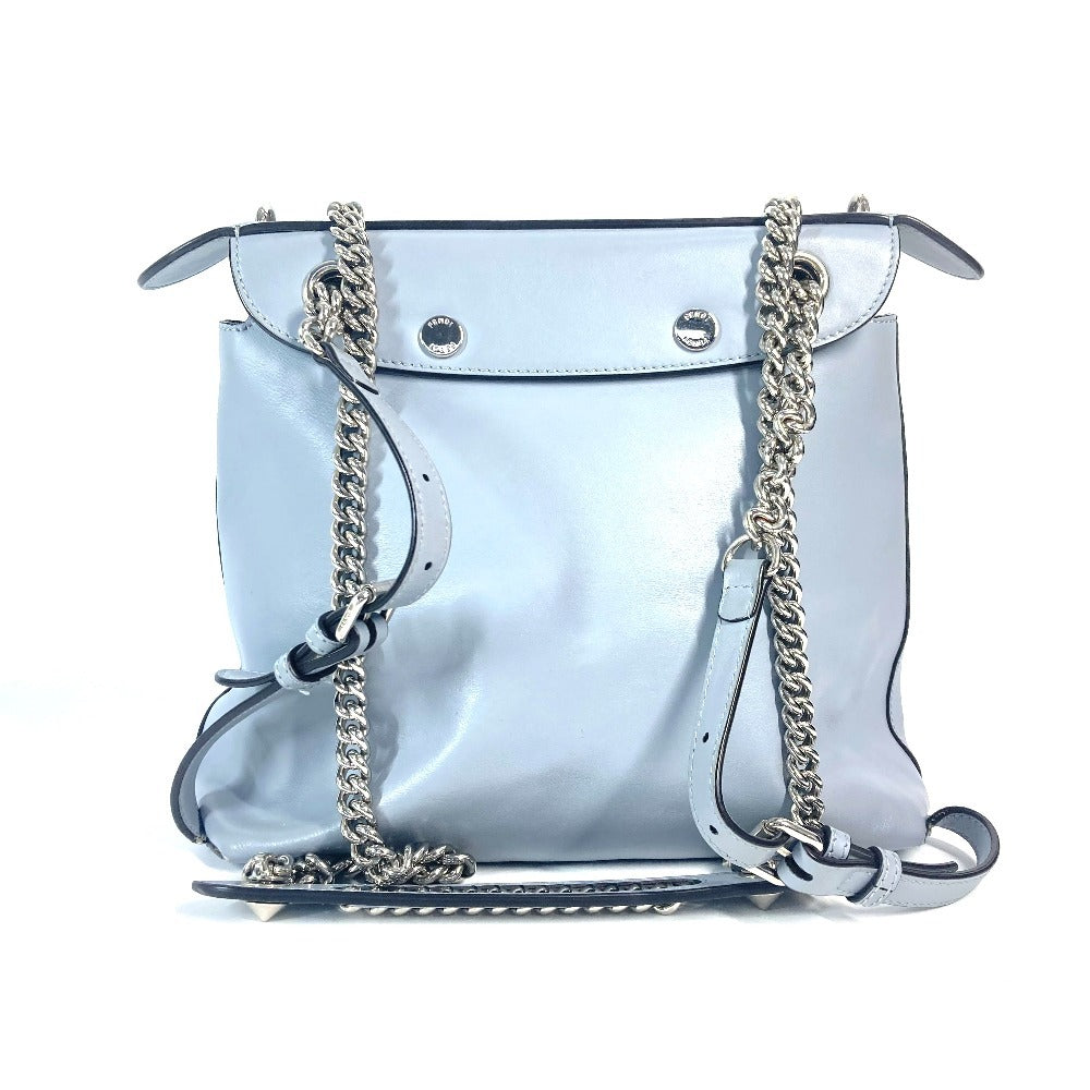FENDI Backpack 8BZ042 leather blue to school Women