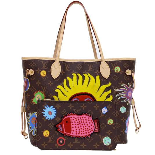 LOUIS VUITTON Yayoi Kusama Face Neverfull MM Tote Bag M46447 LV 40256A