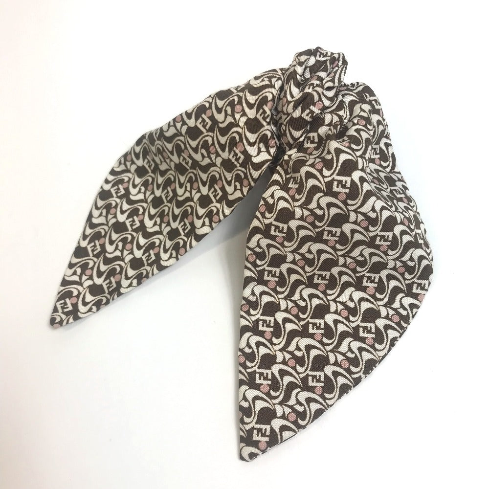FENDI Valletta silk Brown x white Silk logo Women