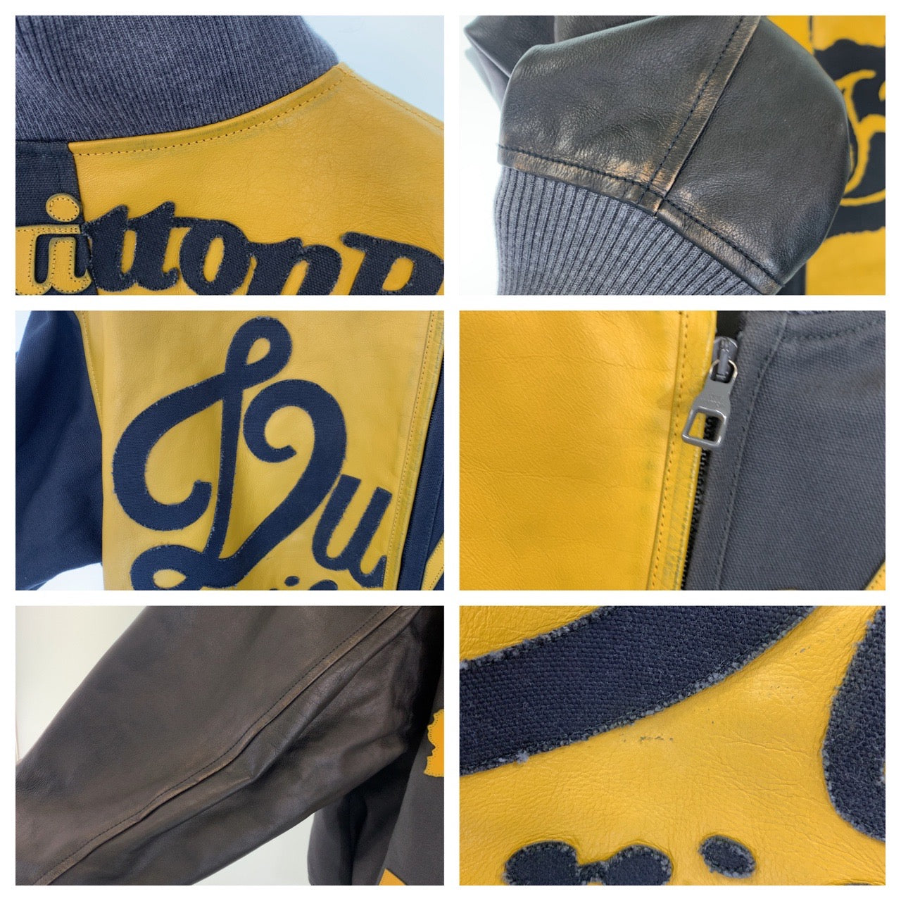LOUIS VUITTON Riders jacket RM231 XS0 HOL76E Leather, Canvas Yellow gray Stadium jacket, leather jacket, rider jacket Mixed canvas leather bomber bicolor zip-up jacket mens 48