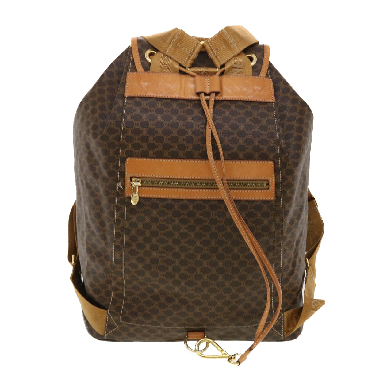 Luxury CELINE Macadam Canvas Backpack PVC Leather Brown  40328