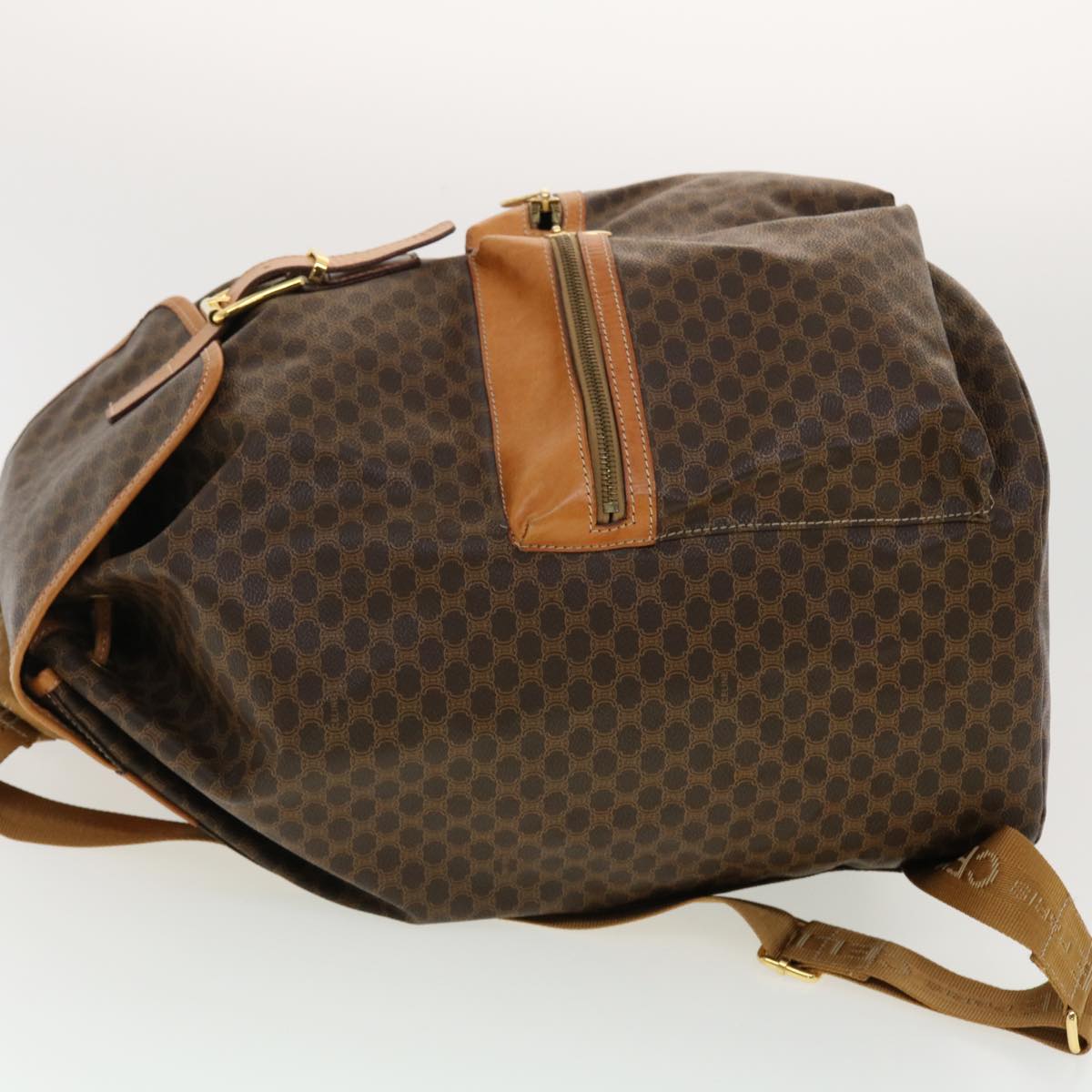 Luxury CELINE Macadam Canvas Backpack PVC Leather Brown  40328