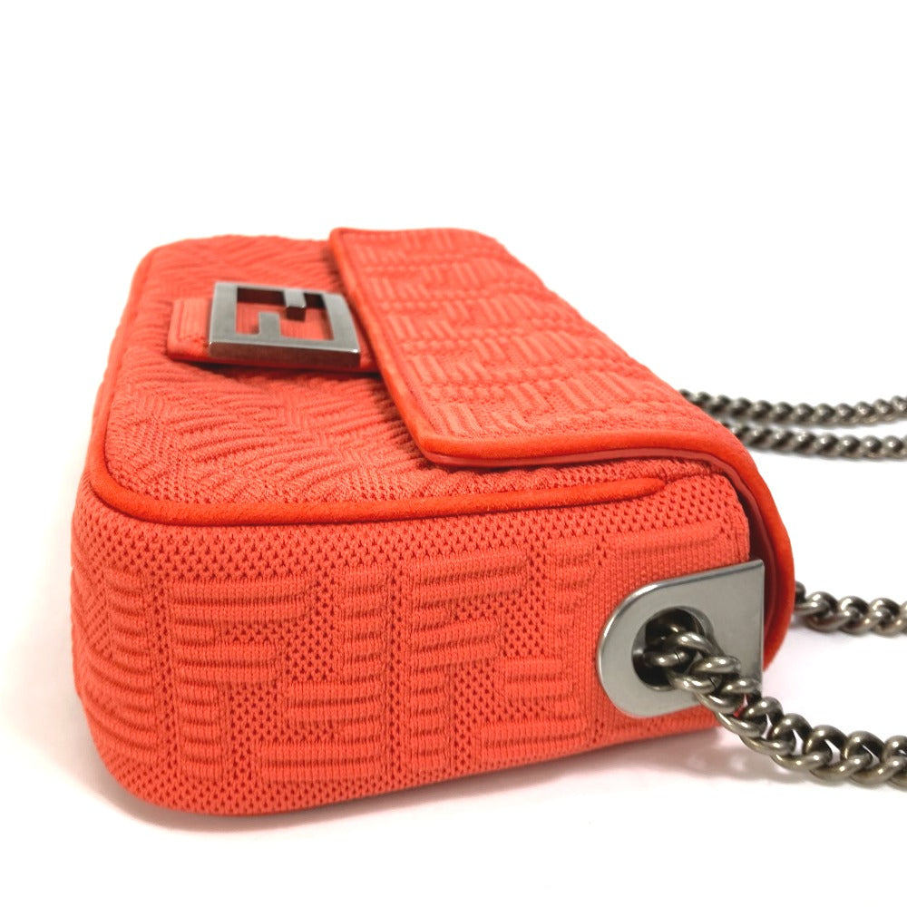 FENDI Shoulder Bag 8BR793 Canvas / leather Red Baguette Chain Midi Women