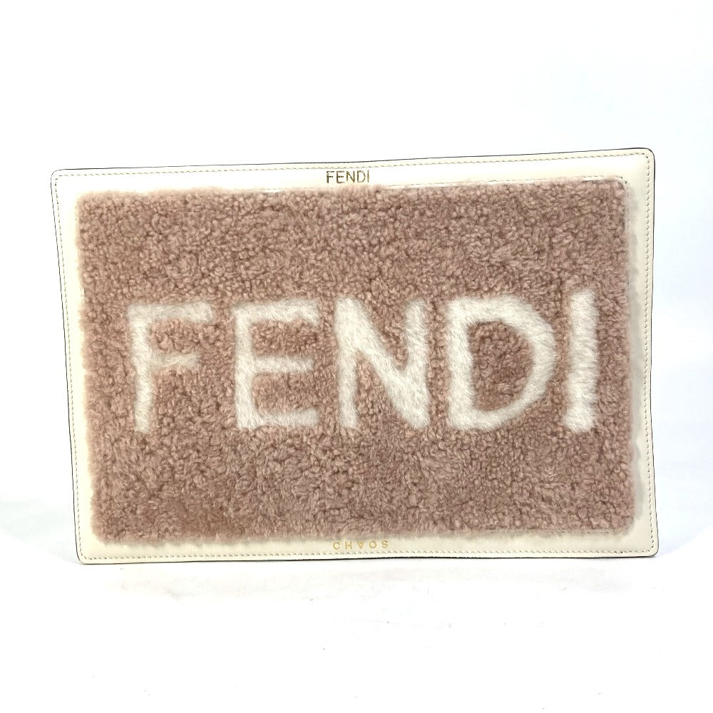 FENDI Other miscellaneous goods 7AR921 Leather, Fur pink CHAOS collaboration logo PC cover, computer cover, IPAD cover Women