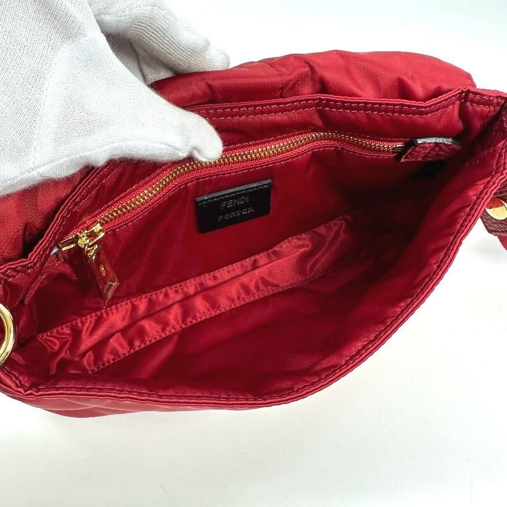 FENDI Shoulder Bag 7VA472 Nylon Red PORTER collaboration Bucket bag