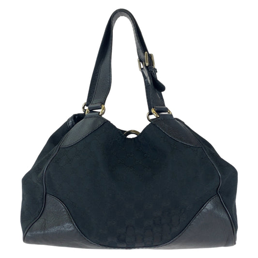 GUCCI Tote Bag 223972 GG canvas, leather Black Silver Metal Tote Bag Shoulder Bag Women Used