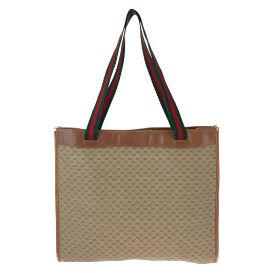 GUCCI Tote Bag 002 39 0044 GG Supreme canvas, leather Brown Gold Metal Tote Bag Shoulder Bag Unisex Old Gucci Sherry Line Micro GG Women Used