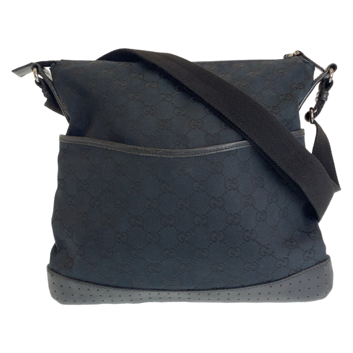 GUCCI Shoulder Bag 145857 GG canvas Black SilverMetal