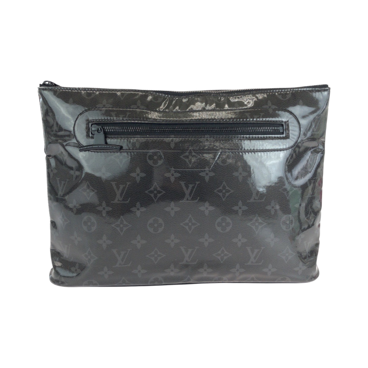 LOUIS VUITTON Clutch bag M63373 Patent leather Black SilverMetal Clutch bag business bag Monogram Eclipse pochette cosmos mens Used