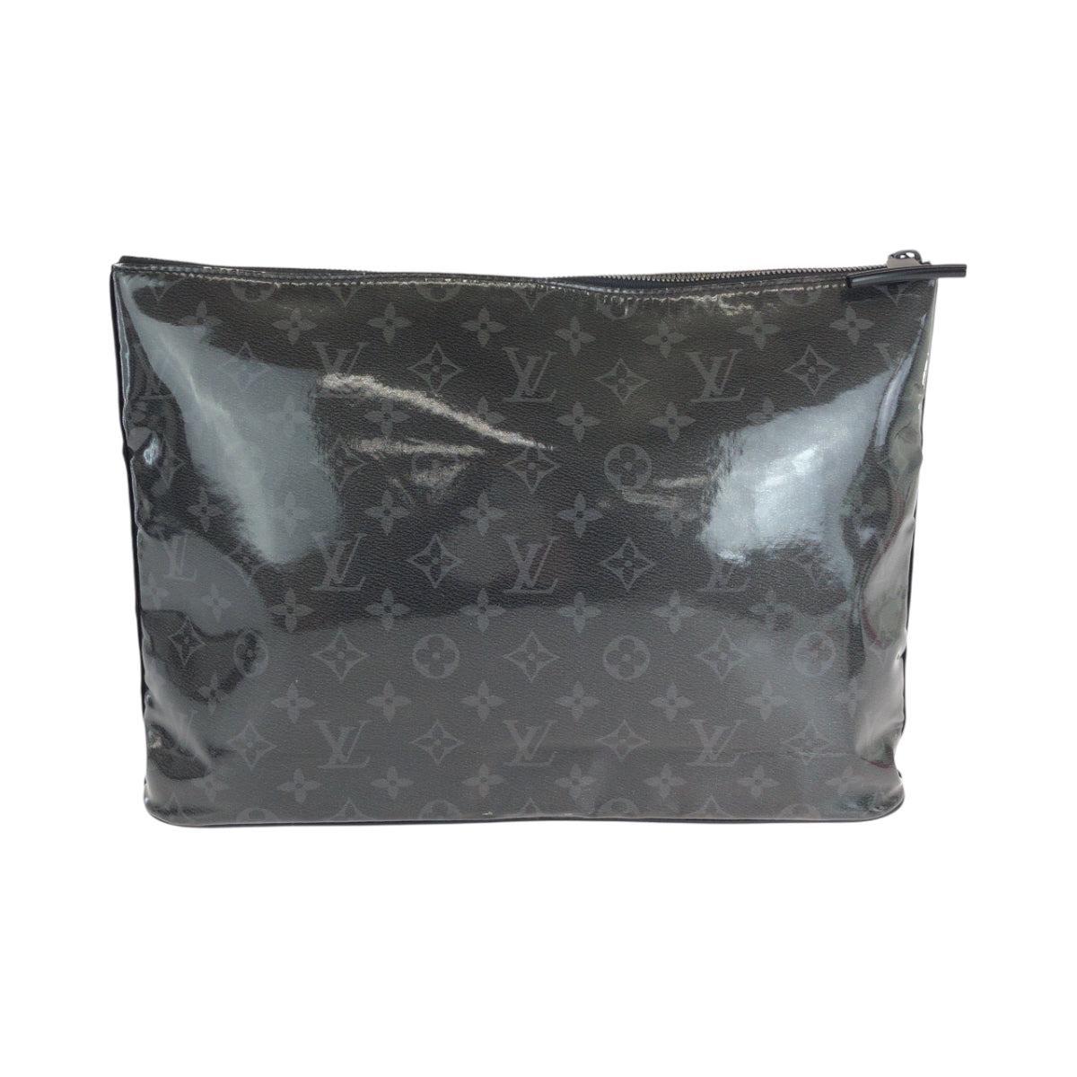 LOUIS VUITTON Clutch bag M63373 Patent leather Black SilverMetal Clutch bag business bag Monogram Eclipse pochette cosmos mens Used