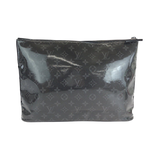 LOUIS VUITTON Clutch bag M63373 Patent leather Black SilverMetal Clutch bag business bag Monogram Eclipse pochette cosmos mens Used