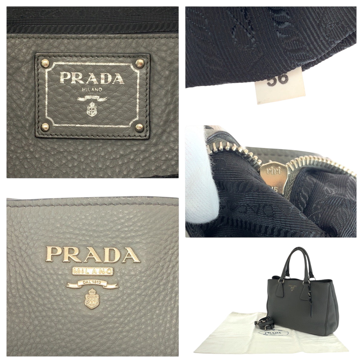 PRADA Shoulder Bag BN2579 leather gray Vitterodino logo
