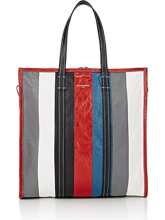 Luxury Balenciaga Trending 2026 Bazar Striped Shopper Medium Tote Bag