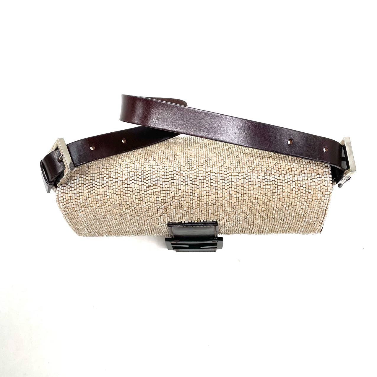 Fendi Baguette Shoulder bag with Glitter Beige Beads