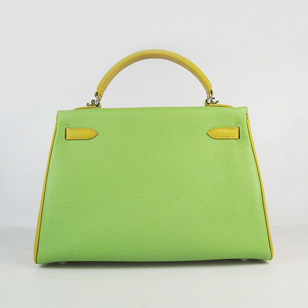Luxury Hermes Kelly 32cm Togo red/green/yellow silver