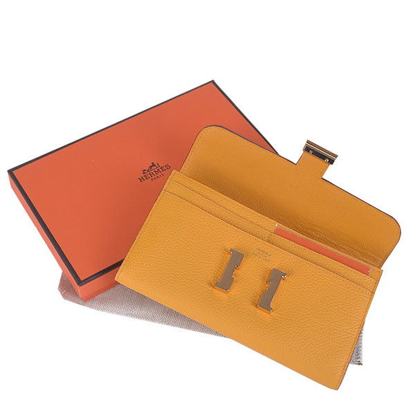 Luxury Hermes Wallet H6023 Wallet Cow Leather Yellow