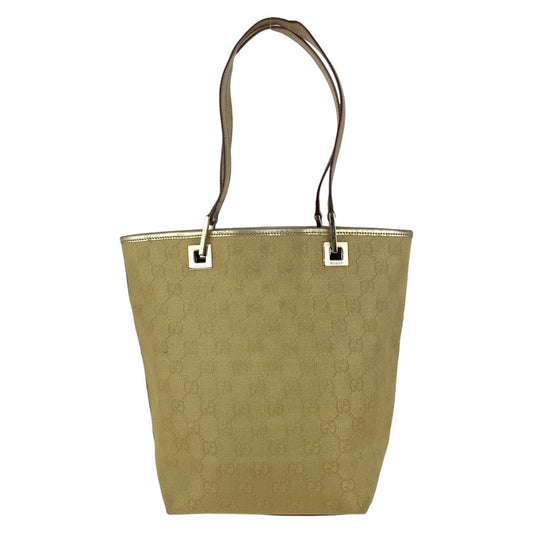 GUCCI Tote Bag 002 1099 GG canvas, leather gold Tote Bag Shoulder Bag Women Used