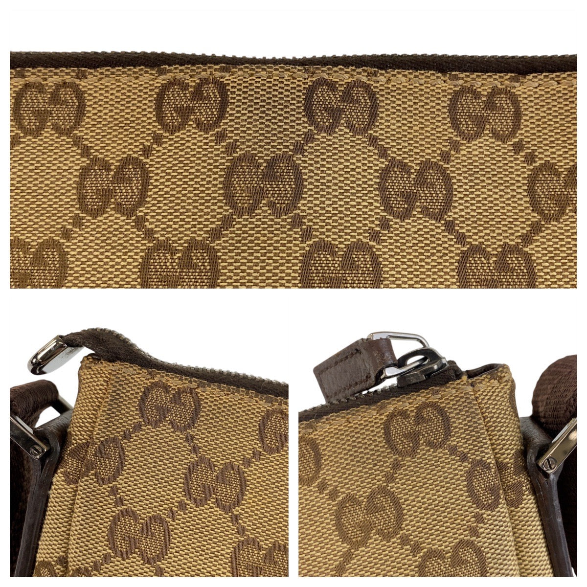 GUCCI Shoulder Bag 114273 GG canvas, leather Brown Crossbody Shoulder Bag Messenger Bag Women Used